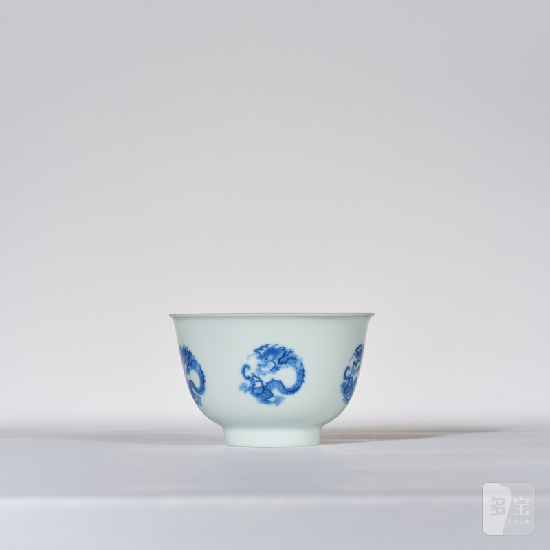 清康熙 青花团龙纹茶圆 - 图6